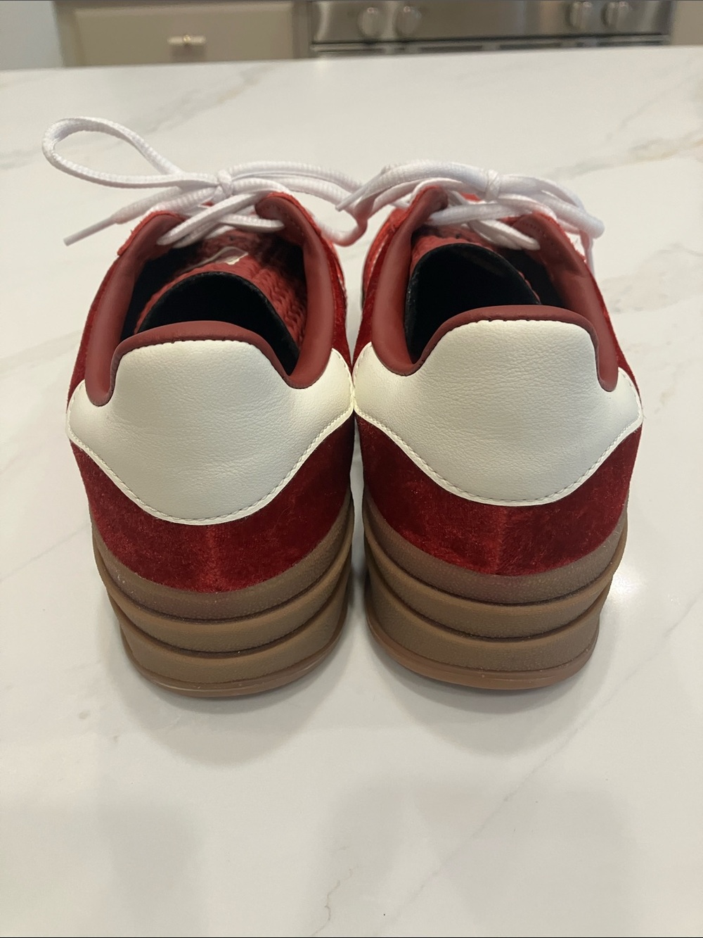 adidas Gazelle Bold Red Velvet/Suede Platform Sneaker Sz 9.5 - EUC - Picture 6 of 10